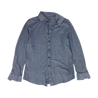 Blue Solid Long Sleeve Button Down
