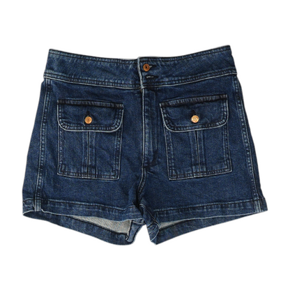 Navy Solid Denim Shorts