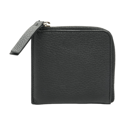 Four Stitches Zip Wallet in Black Leather
