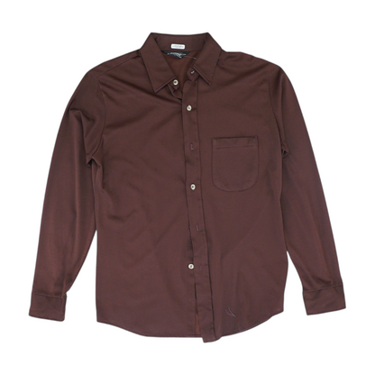 Vintage Brown Solid Long Sleeve Button Down