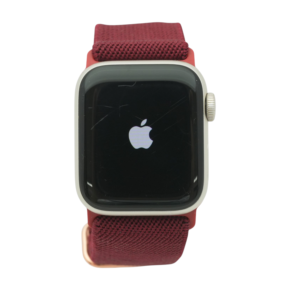 40mm Series SE 3 Silver Smartwatch Punch Red Band S/M