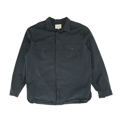 Navy Tall Solid Long Sleeve Button Down