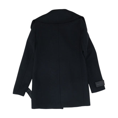 Black Solid Peacoat Coat