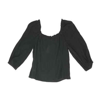 Black Solid Long Sleeve Blouse