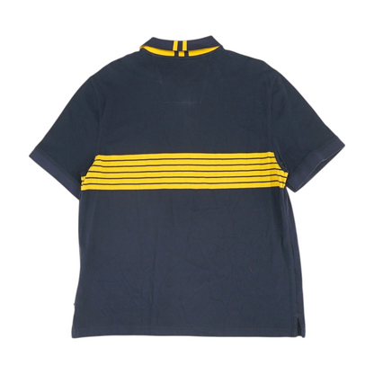 Navy Striped Short Sleeve Polo