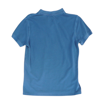 Blue Solid Short Sleeve Polo