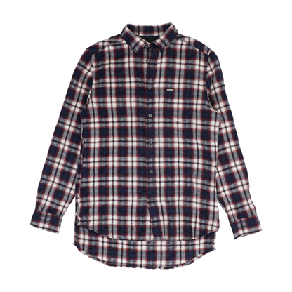 Navy Plaid Long Sleeve Button Down