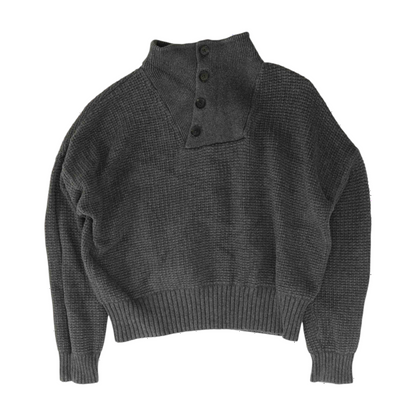 Gray Solid Pullover Sweater