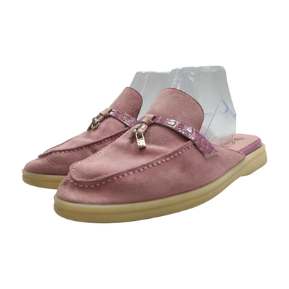Noisette Rose Suede and Alligator Skin Charms Walk Babouche