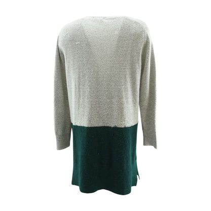 Gray Color Block Cardigan Sweater
