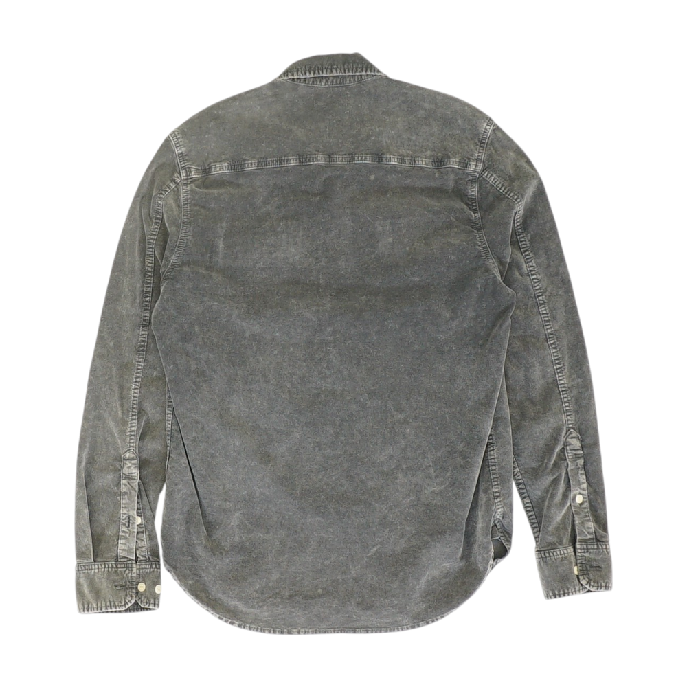 Gray Solid Long Sleeve Button Down