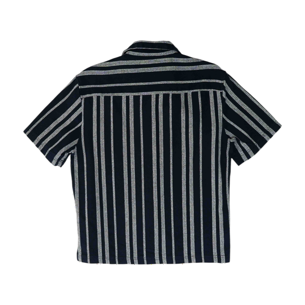 Navy Striped Short Sleeve Button Down
