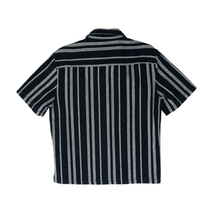 Navy Striped Short Sleeve Button Down