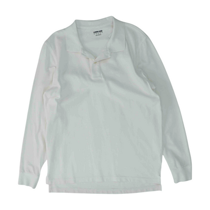 White Solid Long Sleeve Polo