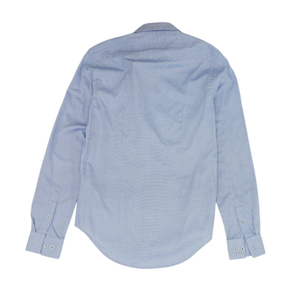 Blue Polka Dot Long Sleeve Button Down