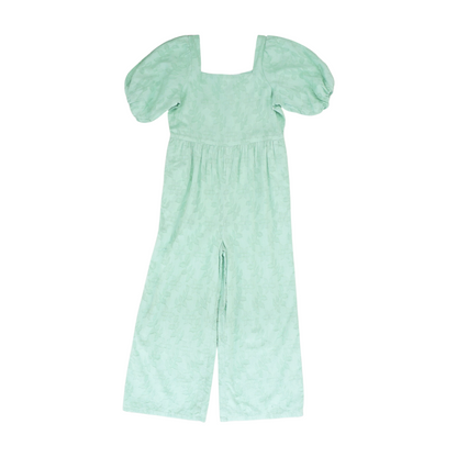 Green Floral Short Sleeve One-Piece
