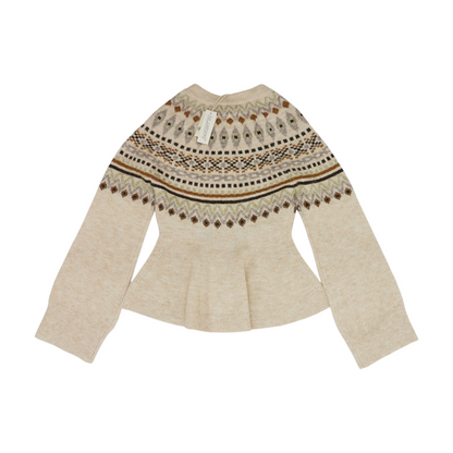 Beige Print Cardigan Sweater