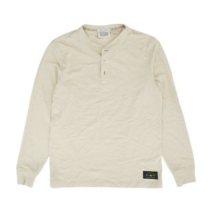 Beige Solid Henley T-Shirt