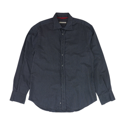 Gray Striped Long Sleeve Button Down