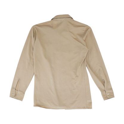Tan Solid Long Sleeve Button Down