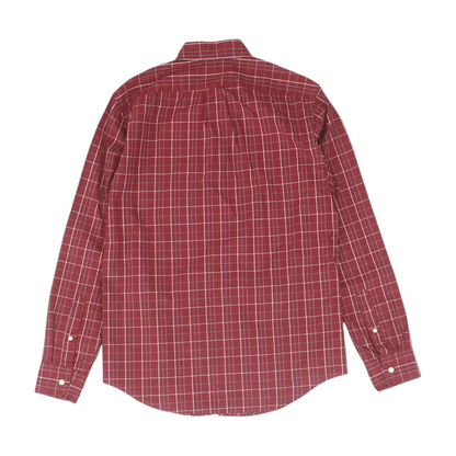 Burgundy Plaid Long Sleeve Button Down