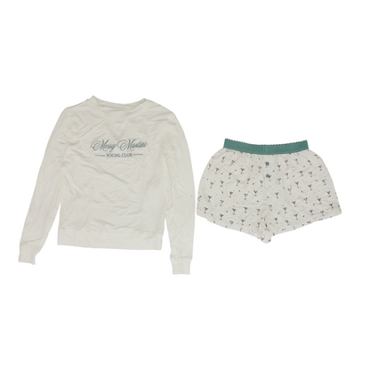 White Solid Pajama Set