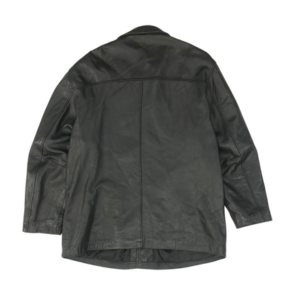 Black Solid Leather Jacket