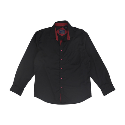 Black Solid Long Sleeve Button Down