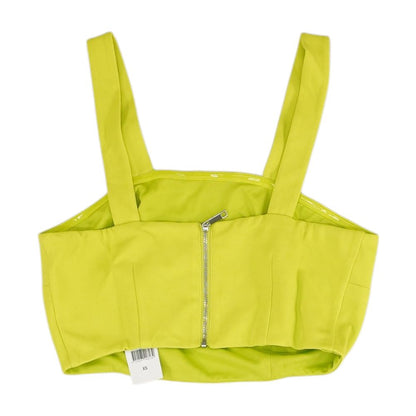 Neon Green Solid Cropped Knit Top
