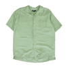 Green Solid Short Sleeve Button Down