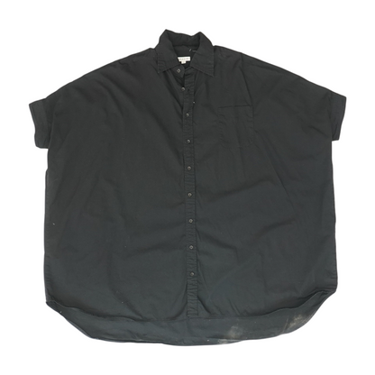 Black Solid Short Sleeve Button Down