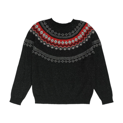 Black Print Pullover Sweater