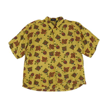 Mustard Floral Short Sleeve Button Down