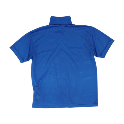 Blue Solid Short Sleeve Button Down