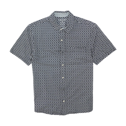 Black Print Short Sleeve Button Down