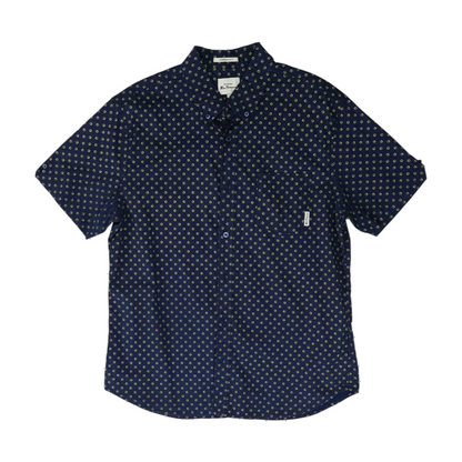 Navy Polka Dot Short Sleeve Button Down