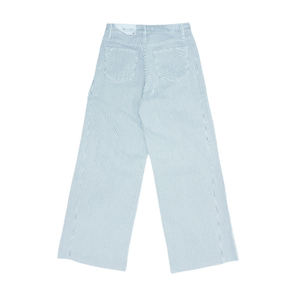 White Striped Wide Leg Jeans