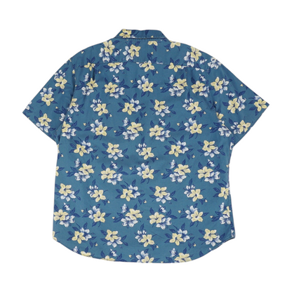 Blue Floral Short Sleeve Button Down