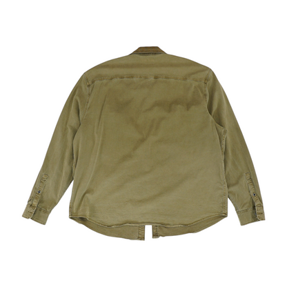 Green Solid Long Sleeve Button Down