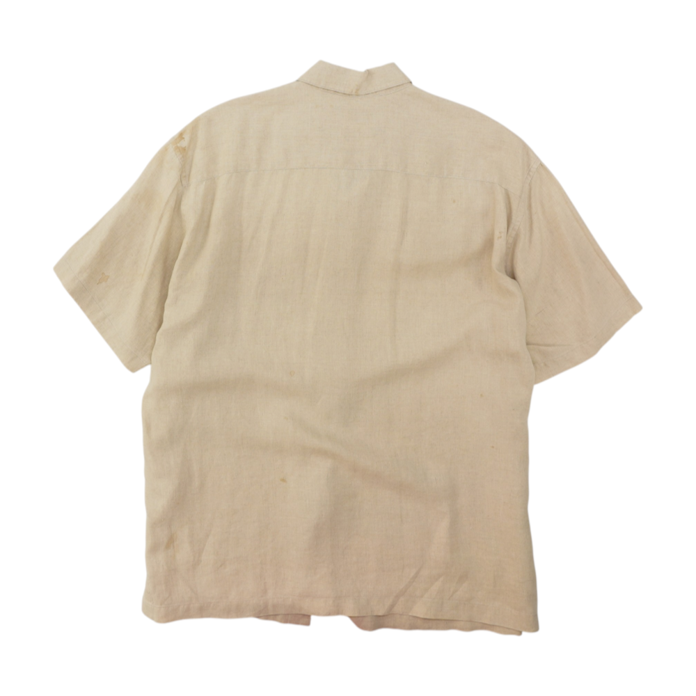 Tan Solid Short Sleeve Button Down