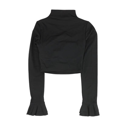 Black Solid Long Sleeve Blouse