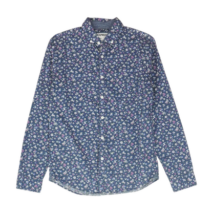 Blue Floral Long Sleeve Button Down