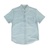 Blue Solid Short Sleeve Button Down