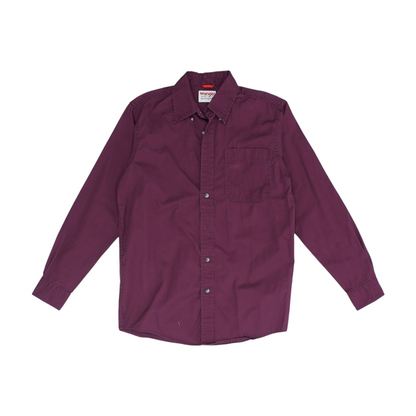 Maroon Solid Long Sleeve Button Down