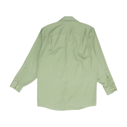 Green Solid Long Sleeve Button Down