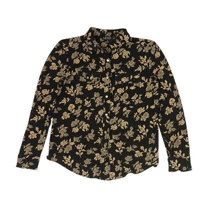 Black Floral Button Down