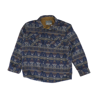 Navy Graphic Flannel Button Down