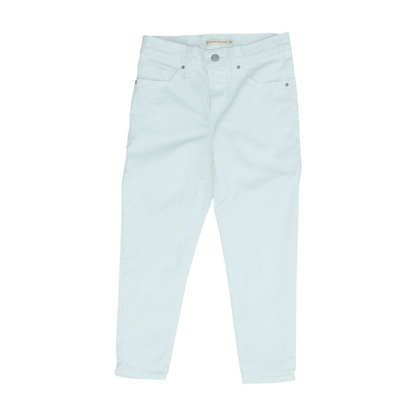 White Solid Denim Capris