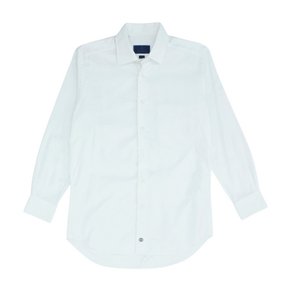 White Solid Long Sleeve Button Down