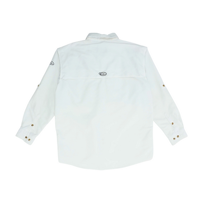 White Solid Long Sleeve Button Down